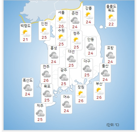 ⓒ기상청: 오늘(13일) 오후 전국날씨