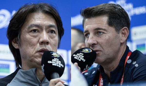 홍명보호는 대한축구협회와 접점이 있던 헤수스 카사스가 감독이 이끄는 이라크와 15일 밤 8시 경기를 펼친다. 사진은 왼쪽부터 홍 감독과 카사스의 모습. /사진=뉴스1