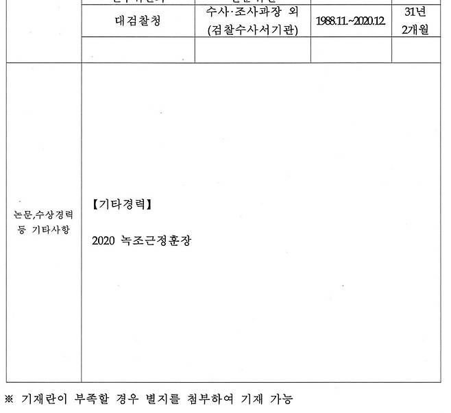 주기환 연합자산관리 상임감사 지원서. 김용만 민주당 의원실 제공