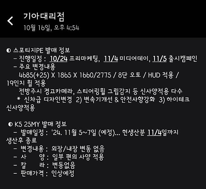 온라인상에 올라온 신형 스포티지 정보(출처: 오토스파이넷)