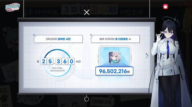 - 3년간 서비스&nbsp;한 시간과 다운로드 수