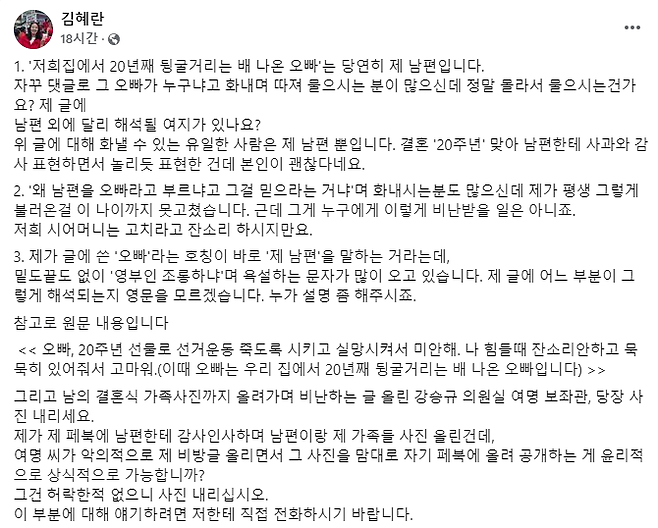 김혜란 국민의힘 대변인 페이스북 캡처