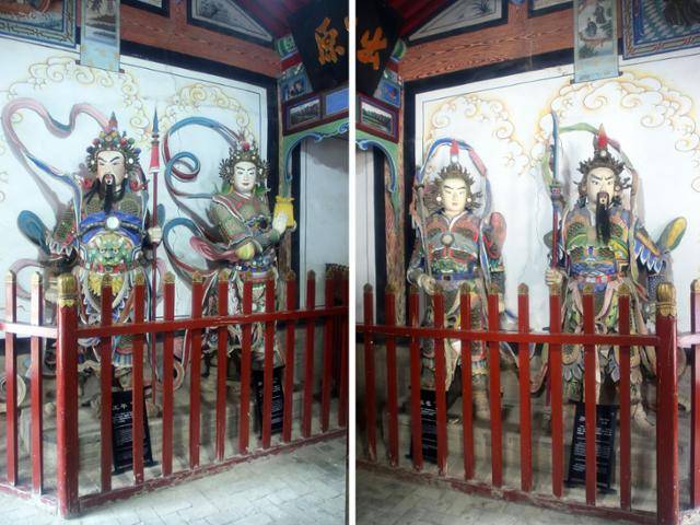 오방원 제갈량묘 정전의 왕평·관흥(왼쪽)과 장포·요화 조각상. ⓒ최종명