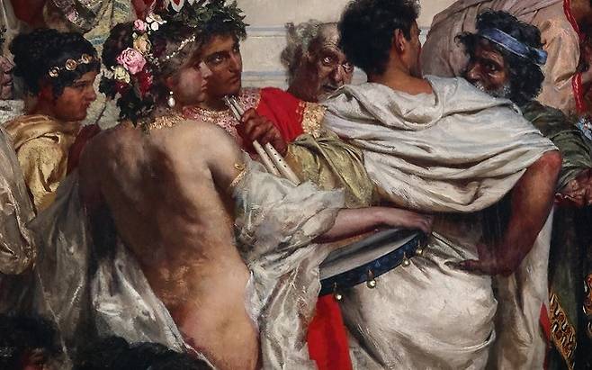 헨리크 시에미라즈키, 네로의 횃불(일부 확대), 1882, 캔버스에 유채, 94x174.5cm, 크라쿠프 국립 미술관