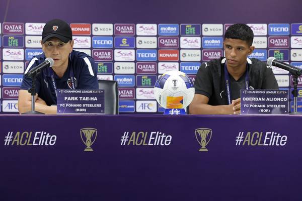 박태하 감독(왼쪽), 오베르단(이상 포항스틸러스). 포항스틸러스 제공