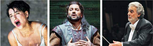 왼쪽부터 소프라노 아스믹 그리고리안, 테너 유시프 에이바조프, 그리고 지휘자를 맡은 플라시도 도밍고.  2024 투란도트 문화산업 전문회사 제공