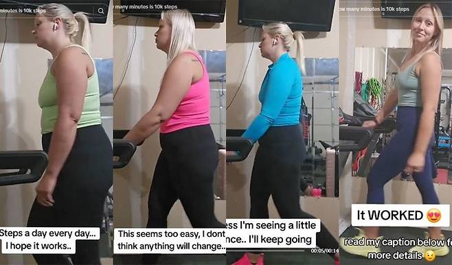 [서울=뉴시스] 14일(현지 시각) 미국 오리건 주에 사는 30세 여성 레이바 레예스 씨는 자신의 사회관계망서비스(SNS)에 운동 시작 후 지금까지 몸의 변화를 보여주는 영상을 올리자 21일 현재&nbsp;조회 수 230만 건을 기록했다.&nbsp;(사진=틱톡 갈무리) *재판매 및 DB 금지