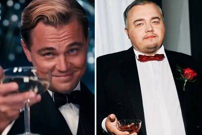 배우 리어나도 디캐프리오(왼쪽) 닮은꼴로 유명해진 러시아 로만 부르체프./뉴욕포스트