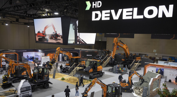 A view of HD Hyundai Construction Equipment’s booth at the Korea International Construction Equipment Exhibition (CONEX Korea). (HD Hyundai Construction Equipment)