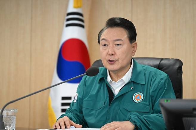 윤석열 대통령이 지난 21일 용산 대통령실 국가위기관리센터에서 2023 을지 국가안전보장회의(NSC)를 주재하고 있다. 대통령실 제공