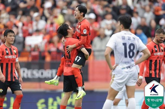 [서울=뉴시스]K리그1 강원 양민혁 결승골. (사진=대한축구협회 제공)