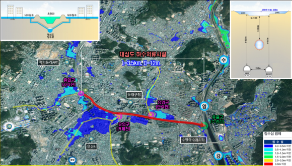 온천천 대심도 하수저류 빗물터널 위치도. 부산시 제공