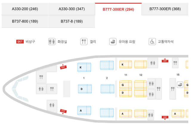 티웨이항공이 도입할 B777-300ER. 제일 앞 6개의 좌석이 일등석으로 배치되어 있다. 사진=티웨이항공 홈페이지