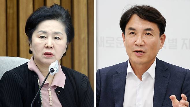 김영선 전 의원과 김진태 강원도지사 [자료사진]