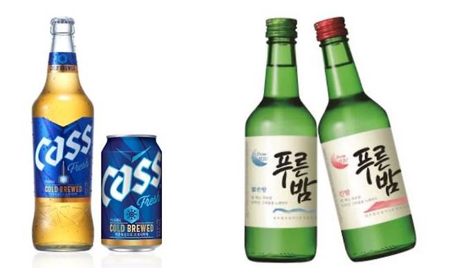 오비맥주 '카스'와 '제주소주' 제품 모습.(사진=각사 제공) *재판매 및 DB 금지