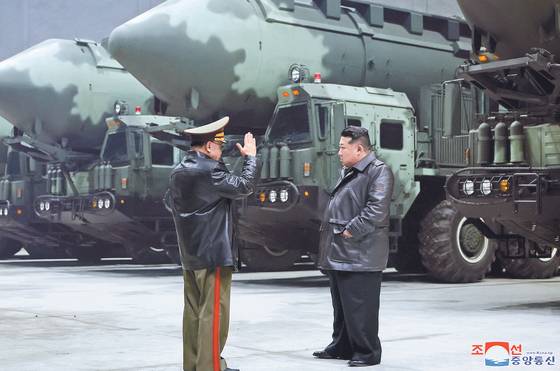 North Korean leader Kim Jong-un inspects an intercontinental ballistic missile base on Oct. 23. [KOREA CENTRAL NEWS AGENCY]