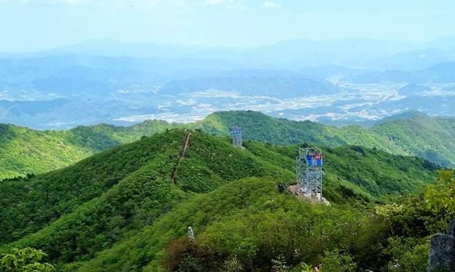 함양군 대봉산 집라인 모습./사진=함양군