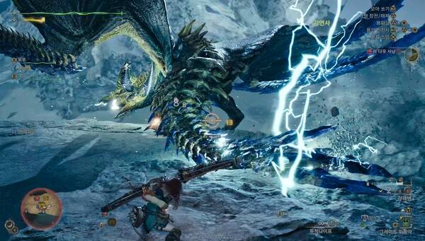 - 꼬리 휩쓸기 시전 모습