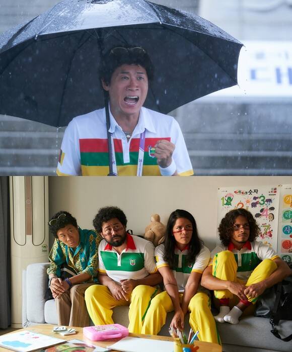 진선규는 '아마존 활명수'를 출연하게 된 이유로 류승룡을 꼽았다. 그는 "5년 전에 좋은 작품으로 만나서 좋은 호흡을 맞췄으니까 더 편안하게 할 수 있겠다는 기대감이 있었어요"라고 말했다. /(주)바른손이앤에이