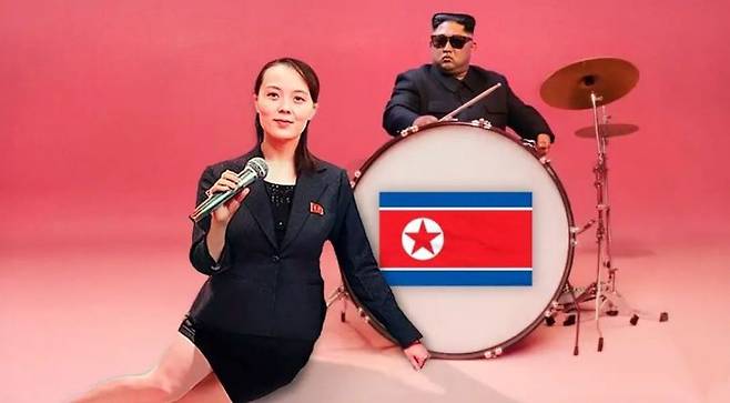 31일 유튜브 채널 '화성인 릴도지'에 올라온 'APT.' 영상. 블랙핑크 로제가 미국 팝스타 브루노 마스와 듀엣으로 부른 노래 '아파트' 뮤직비디오를 김정은 북한 국무위원장과 김여정 노동당 부부장이 등장하는 것으로 패러디했다. [사진출처=유튜브 채널 '화성인 릴도지' 캡처]