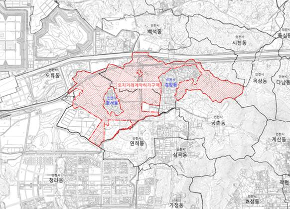 인천 서구 검암‧경서동 일대 토지거래허가구역 해제 도면. 인천시 제공