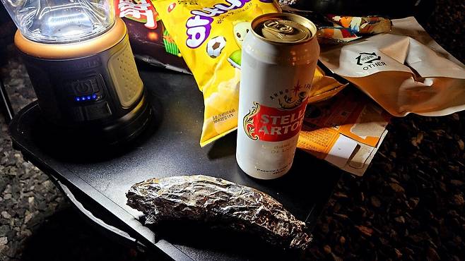 20241102_203436.jpg 캠핑 2일차) 저녁은 소고기와 자연산 대하 그리고 무늬오징어!!!!