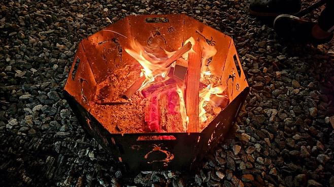 20241102_211955.jpg 캠핑 2일차) 저녁은 소고기와 자연산 대하 그리고 무늬오징어!!!!