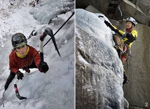 1 부드러운 스냅으로 타격하는 노원클라이밍센터 장하숙 강사.2 믹스등반의 짜릿함을 즐기는 이창현.주로 경기등반을 하지만 승부욕보다는 즐기는 마음으로 오른다.