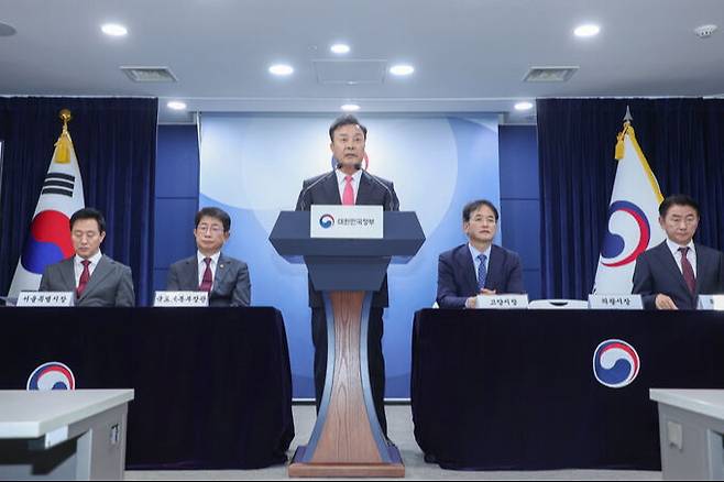 5일 김성제 의왕시장이 국토교통부의 신규 공공주택지구 조성계획 발표회장에서 발언하고있다. 의왕시 제공