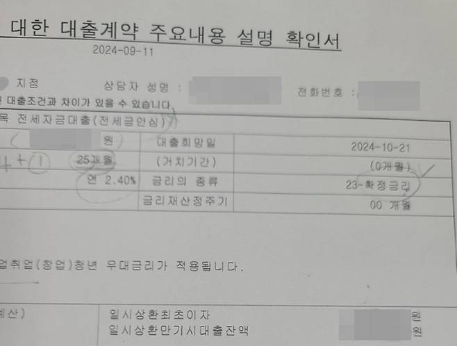 은행에 가서 관련 서류를 제출하고 대출계약 확인서를 작성해야 한다.