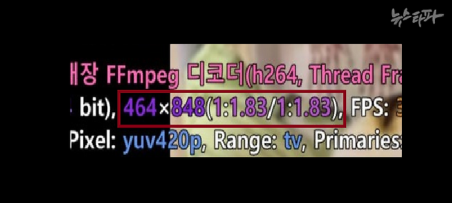 해당 영상의 크기 정보. 한국영상대학교 구재모 교수 제공.