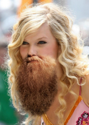 ‘수염난 테일러 스위프트(Beard Taylor Swift)’를 검색하자 뜬 (당연히 조작된) 이미지. 아아, 인터넷의 심연은 깊고 어둡다. 내 검색 알고리즘이 또 다시 타락했다. 첫번째 타락은 ‘남자 팬티 앞에 뚫려있는 소변 구멍 그거’를 검색한 날이었다. [사진 출처=인터넷 커뮤니티]