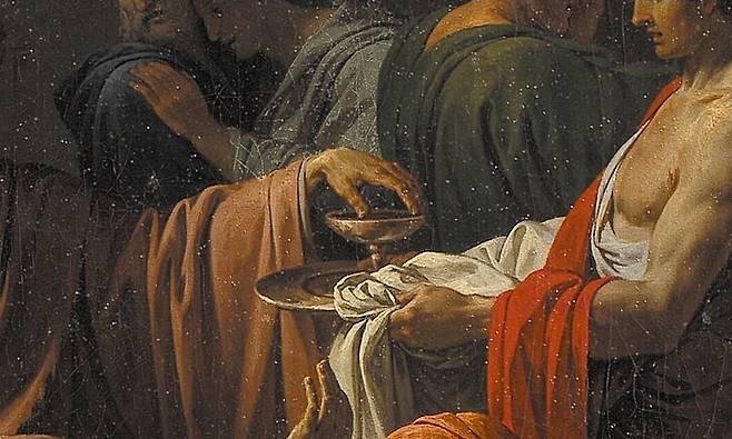 장 프랑수아 피에르 페롱, 소크라테스의 죽음(일부 확대), 1786~1787, 캔버스에 유채, 114.4x149.7cm, 덴마크 국립 미술관