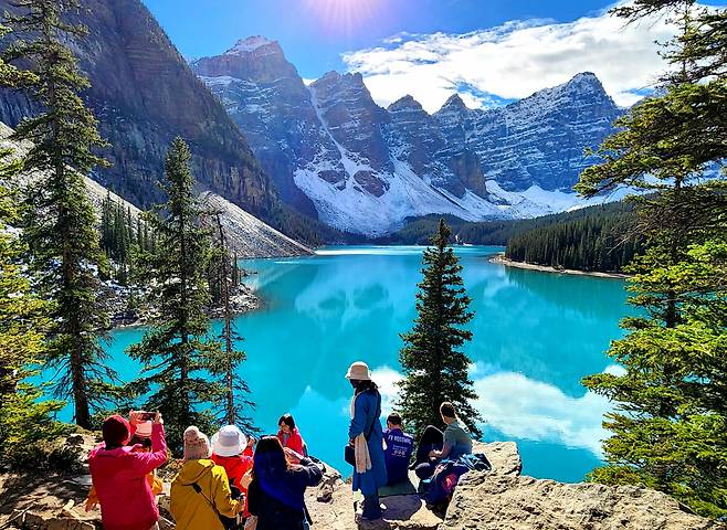 모레인 호수 오후 풍경