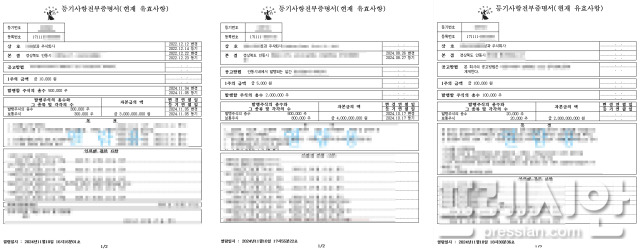 ▲안동시 제3공영도매시장 운영법인 선정 유력설로 전해지는 사업신청 예정법인 3곳. 10일 대법원 인터넷등기소에 A 청과 자본금 30억, B 청과 자본금 40억, C 청과 자본금 20억으로 확인됐다. ⓒ 프레시안(김종우 기자)