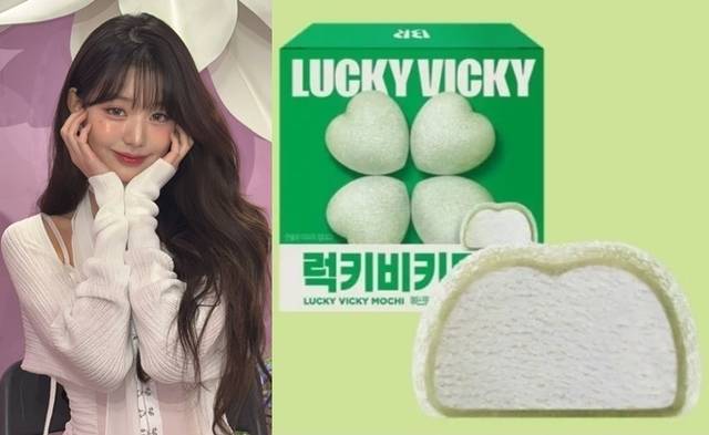 가수 장원영(왼쪽)과 배스킨라빈스의 ‘럭키비키모찌’ 제품. 장원영 SNS·배스킨라빈스