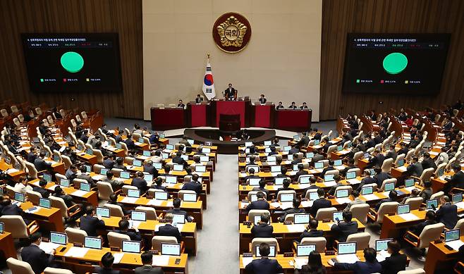 14일 오후 서울 여의도 국회에서 제418회국회(정기회) 제12차 본회의가 진행되고 있다. /뉴스1