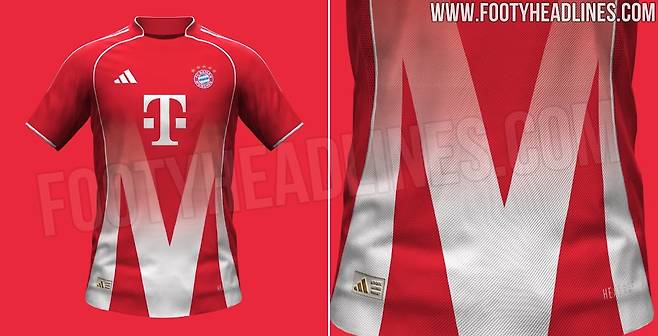 축구 유니폼 전문 사이트 '푸티 헤드라인즈'가 15일(한국시간) 아디다스가 제작하는 바이에른 뮌헨의 2025-2026시즌 홈 유니폼 디자인 유출샷을 공개했다.&nbsp;  매체는 아디다스 뮌헨의 2025-2026시즌 홈 유니폼이 뮌헨을 오마주하기 위해 '전례 없는' 모습을 보여줄 것이다. 거대한 'M'이 선보일 것이다. 이는 뮌헨(Munich)의 첫 문자를 뜻한다고 소개했다.&nbsp;푸티헤드라인즈