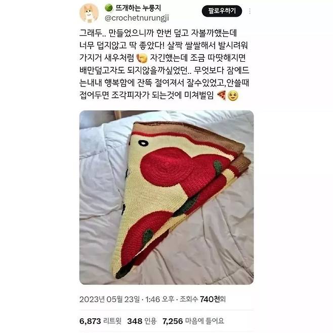 뜨개질고수가 만든 피자담요.jpg