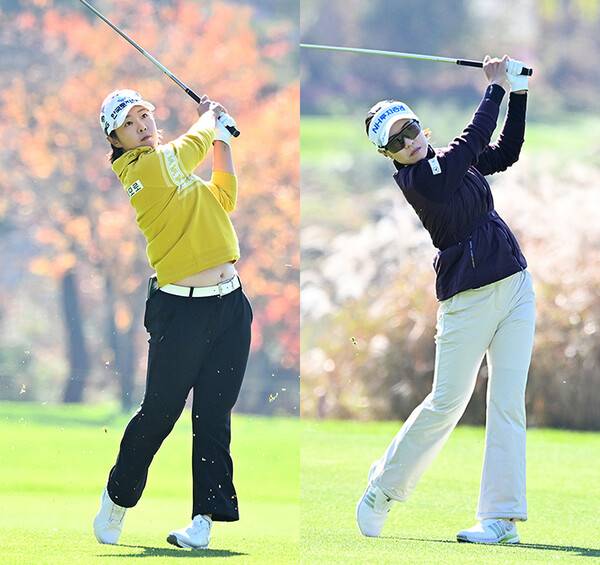 2024년 한국여자프로골프(KLPGA) 투어 이벤트 대회인 위믹스 챔피언십에 출전한 박지영, 박민지 프로. 사진제공=KLPGA