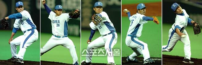 2006년 WBC 당시 한국 대표팀 투수들. 왼쪽부터 박찬호 서재응 김선우 구대성 김병현. 사진 | 최승섭기자 thunder@sportsseoul.com