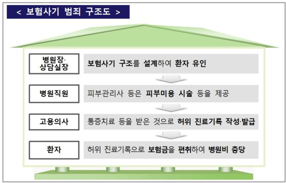 허위 보험금 청구 사기 구조도. 금융감독원