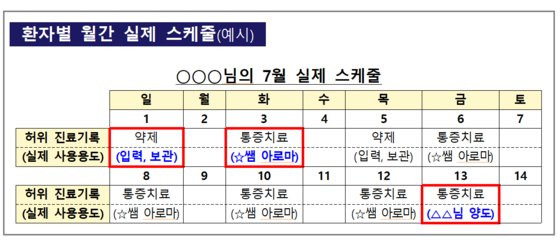 보험 사기에 활용된 이중 장부 예시. 금융감독원