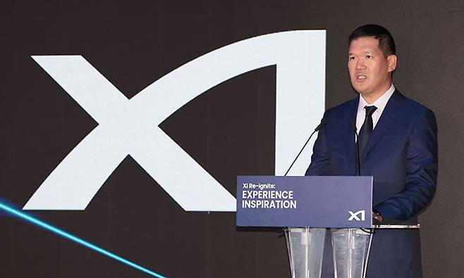 허윤홍 GS건설 대표이사가 18일 서울 강남구 대치동 자이갤러리에서 열린 GS건설 자이 리이그나이트(Xi Re-ignite)에서 인사말을 하고 있다.연합뉴스