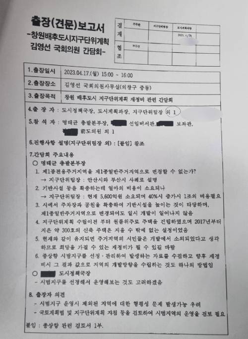 출장보고서. 문순규 의원 제공