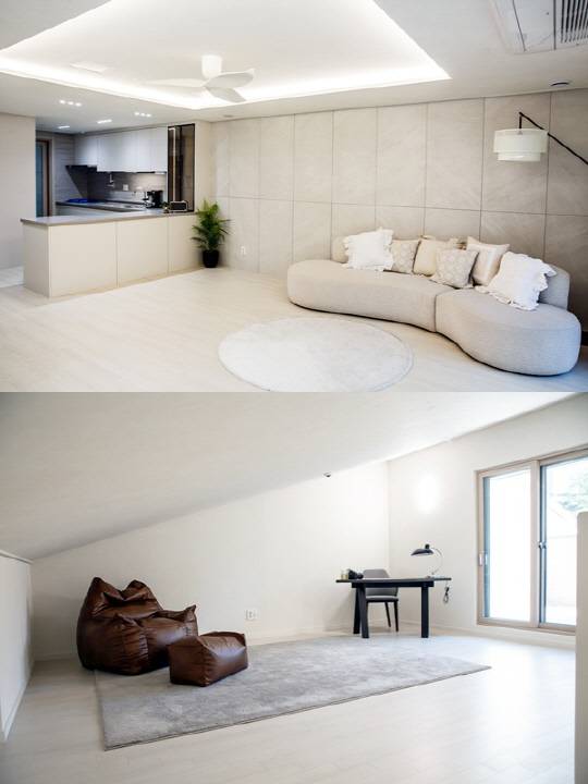 신진주역세권에 건립되는 '파밀리에 피아체' 샘플하우스 내부 모습. [신동아건설 제공]