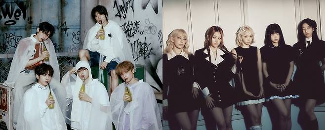 왼쪽부터 투모로우바이투게더·르세라핌 [빅히트 뮤직·쏘스뮤직 제공. 재판매 및 DB 금지]