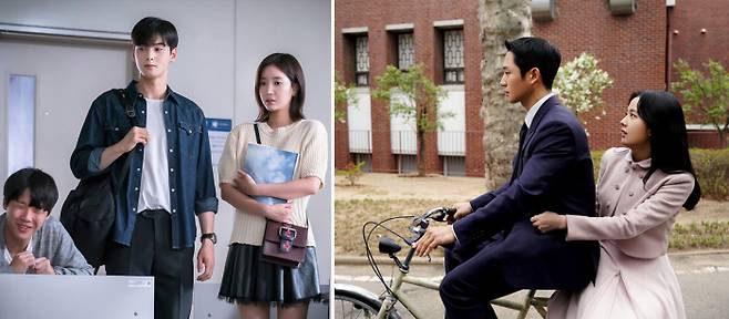 JTBC 드라마 <내 ID는 강남미인>(왼쪽 사진)과 JTBC 드라마 <설강화>의 한 장면. JTBC 제공