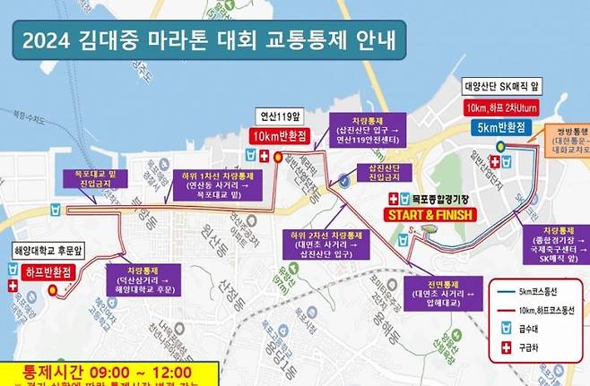 ▲김대중 마라톤 대회 교통통제 안내 [연합뉴스]