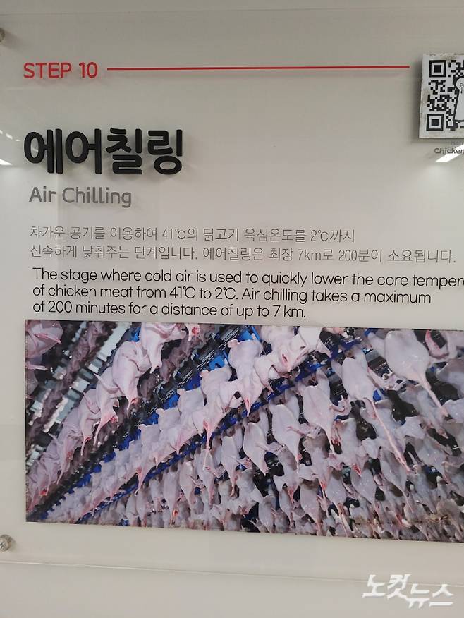 하림 본사에서 소개하는 도계 공법 과정 중 '에어칠링' 단계. 김기용 기자